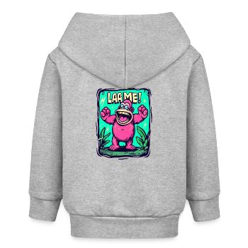 Gorille de dessin animé rose et vert : Boiteux ! - Veste à capuche bébé bio Stanley/Stella - gris chiné - Dos
