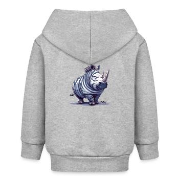 funny rhinoceros disguised as a fat zebra - Baby Organic Zip-up Hoodie by Stanley/Stella - heather grey - Back