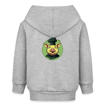 Eine Sau ist das Chefkoch Schwein mit Mütze, Koch - Baby Organic Kapuzenjacke Baby Connector von Stanley/Stella - Grau meliert - Hinten