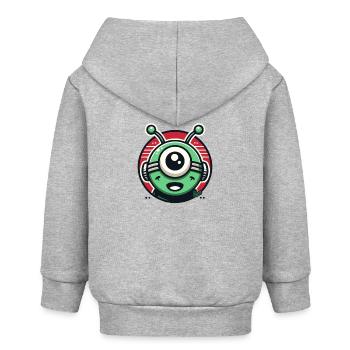 Friendly Alien Cyclops - Baby Organic Zip-up Hoodie by Stanley/Stella - heather grey - Back