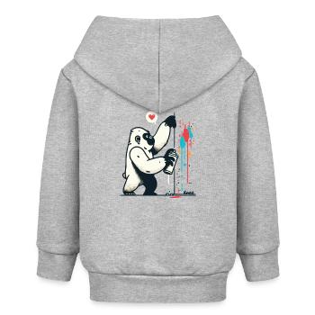 Graffiti-Gorilla mit Spraydose - Baby Organic Kapuzenjacke Baby Connector von Stanley/Stella - Grau meliert - Hinten