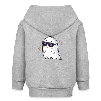 Retro ghost kawaii black glasses - Baby Organic Zip-up Hoodie by Stanley/Stella - heather grey - Back