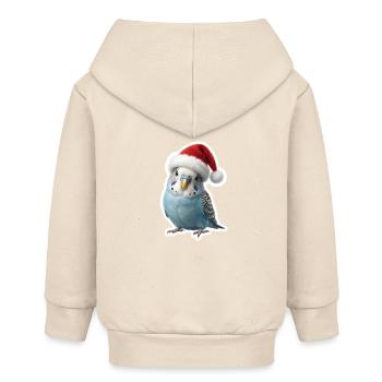 Blue budgie chirping Christmas carols - Baby Organic Zip-up Hoodie by Stanley/Stella - soft Ecru - Back