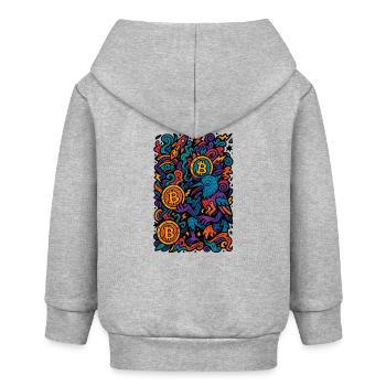 Bunte Digitale Kunst mit Bitcoin Motiven - Baby Organic Kapuzenjacke Baby Connector von Stanley/Stella - Grau meliert - Hinten