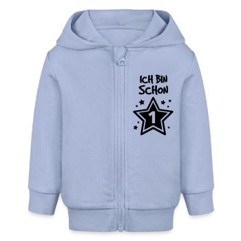 1. Geburtstag - Baby Organic Kapuzenjacke Baby Connector von Stanley/Stella - Sky - Vorne