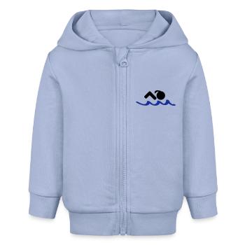 schwimmerin schiwmmen schwimmbad - Baby Organic Kapuzenjacke Baby Connector von Stanley/Stella - Sky - Vorne