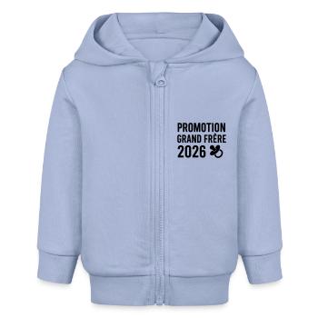 Annonce grossesse Grand frère 2026 - Veste à capuche bébé bio Stanley/Stella - ciel - Devant