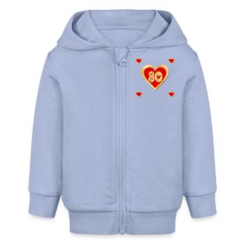 80e anniversaire Quatre-vingts Cœur - Veste à capuche bébé bio Stanley/Stella - ciel - Devant
