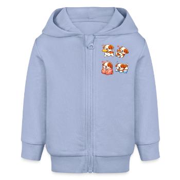 Niedliche und zarte Cartoon-Welpen - Baby Organic Kapuzenjacke Baby Connector von Stanley/Stella - Sky - Vorne