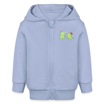 petits dinosaures - je rawr et - Veste à capuche bébé bio Stanley/Stella - ciel - Devant