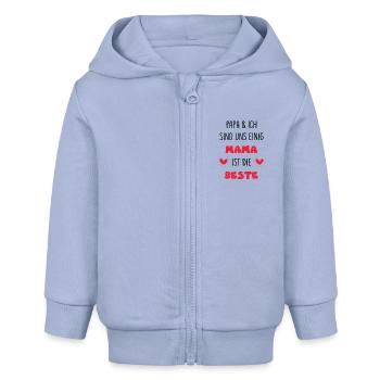 Papa & Ich Sind Uns Einig Mama Ist Die Beste - Baby Organic Kapuzenjacke Baby Connector von Stanley/Stella - Sky - Vorne