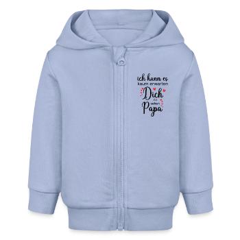 Annonce de grossesse Idée cadeau Dire - Veste à capuche bébé bio Stanley/Stella - ciel - Devant