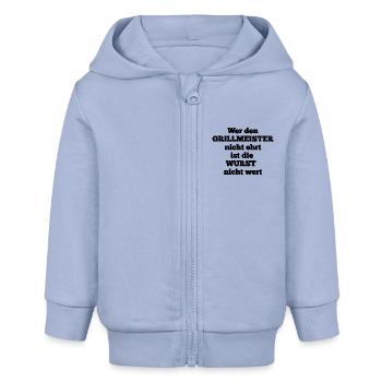Lustiger Grillspruch Grillmeister ehren schwarz - Baby Organic Kapuzenjacke Baby Connector von Stanley/Stella - Sky - Vorne