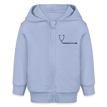 loading loading bar stethoscope listening heartbeat - Baby Organic Zip-up Hoodie by Stanley/Stella - sky - Front