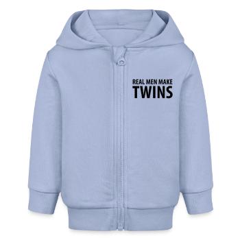 Real Men make Twins - Baby Organic Kapuzenjacke Baby Connector von Stanley/Stella - Sky - Vorne