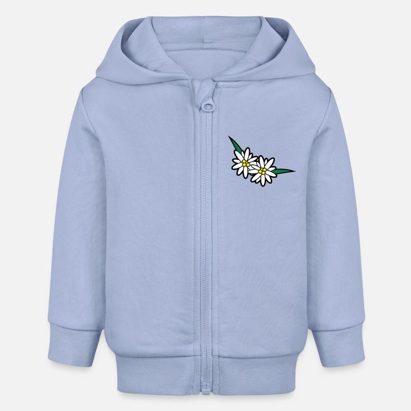 Blumen und Kräuter: Edelweiss - Veste à capuche bébé bio Stanley/Stella - ciel