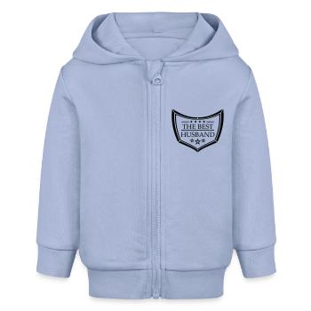 logo bouclier text the best world le meilleur monde eh - Veste à capuche bébé bio Stanley/Stella - ciel - Devant