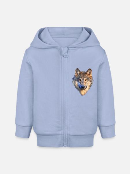 Wolf - Baby Organic Kapuzenjacke Baby Connector von Stanley/Stella - Sky