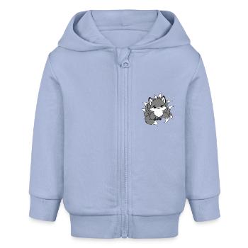 renard à neuf queues Gris et Blanc - Veste à capuche bébé bio Stanley/Stella - ciel - Devant
