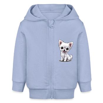 Baby- Chihuahua (Puchi) - Baby Organic Kapuzenjacke Baby Connector von Stanley/Stella - Sky - Vorne