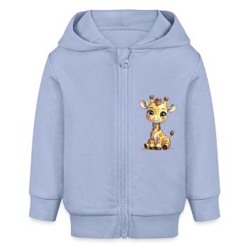 Baby- Giraffe - Baby Organic Kapuzenjacke Baby Connector von Stanley/Stella - Sky - Vorne