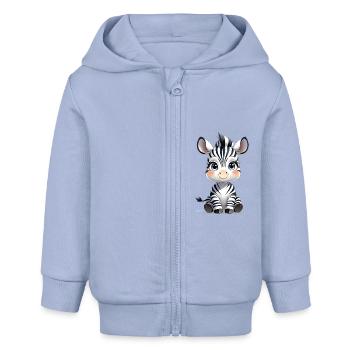 Baby- Zebra - Baby Organic Kapuzenjacke Baby Connector von Stanley/Stella - Sky - Vorne
