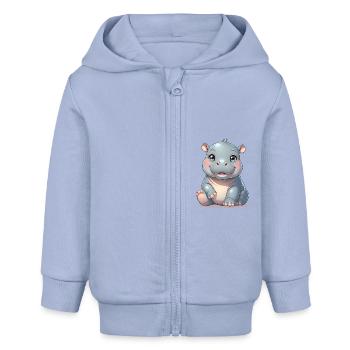 Bébé hippopotame - Veste à capuche bébé bio Stanley/Stella - ciel - Devant