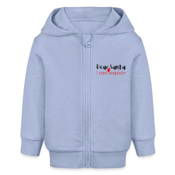 Lustig, Weihnachten, Cher Père Noël, je peux vous expliquer, - Veste à capuche bébé bio Stanley/Stella - ciel - Devant