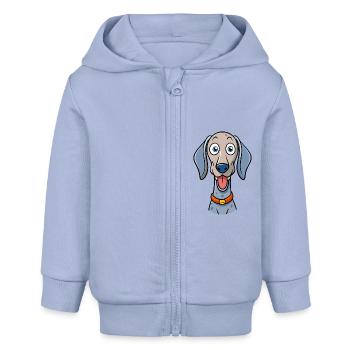 Alberner Weimaraner bettelt um Leckereien - Baby Organic Kapuzenjacke Baby Connector von Stanley/Stella - Sky - Vorne