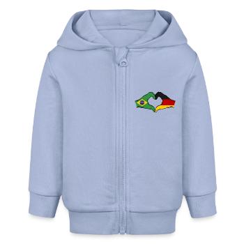 Brasilien Deutschland Flagge Haende Herzform - Baby Organic Kapuzenjacke Baby Connector von Stanley/Stella - Sky - Vorne