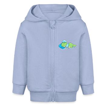 Dinosaure endormi - Veste à capuche bébé bio Stanley/Stella - ciel - Devant