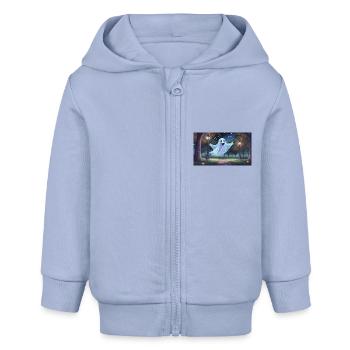 ghost - young cute little monsters - Baby Organic Zip-up Hoodie by Stanley/Stella - sky - Front