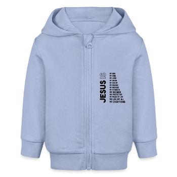 « Jésus est » – Une foi audacieuse, une vérité... - Veste à capuche bébé bio Stanley/Stella - ciel - Devant