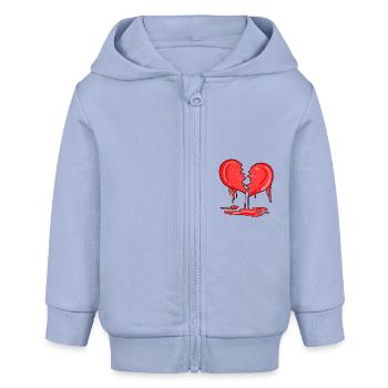 Cœur brisé - Veste à capuche bébé bio Stanley/Stella - ciel - Devant