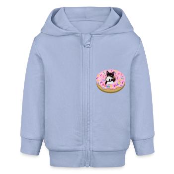 Katze Kira Donut "I DONUT CARE!" - Baby Organic Kapuzenjacke Baby Connector von Stanley/Stella - Sky - Vorne