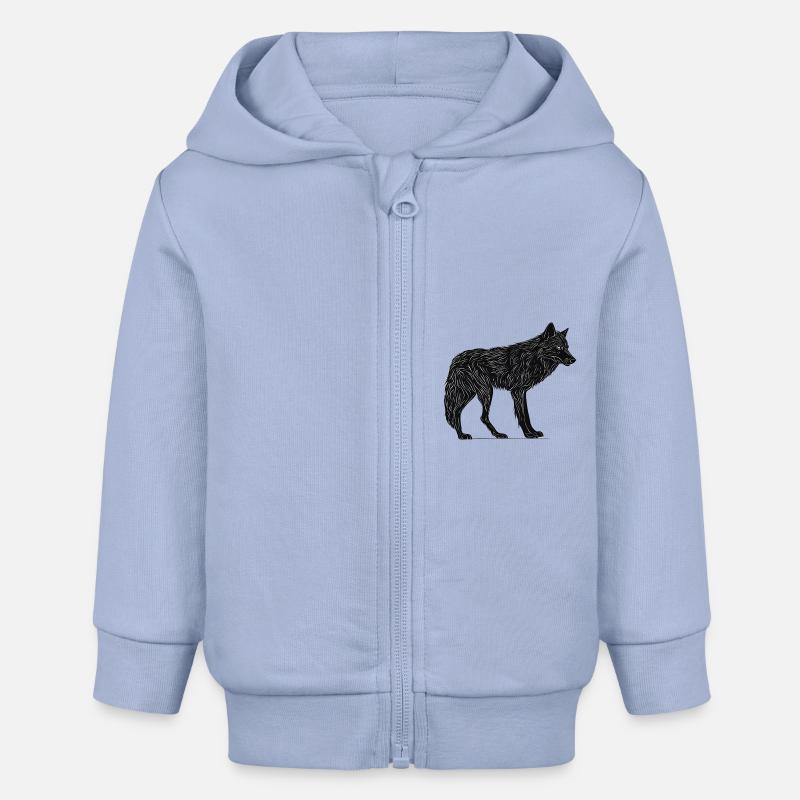 Loup sauvage - Veste à capuche bébé bio Stanley/Stella - ciel