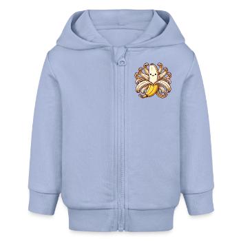 Illustration ludique d’OctoBanana - Veste à capuche bébé bio Stanley/Stella - ciel - Devant