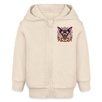 Fierce Sphynx Katze Valentinstag Flammen - Baby Organic Kapuzenjacke Baby Connector von Stanley/Stella - Natur - Vorne