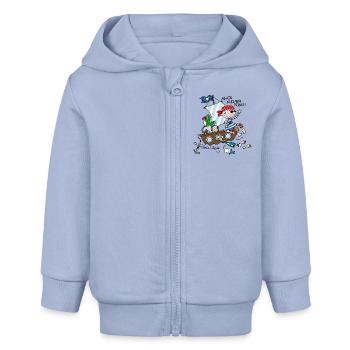 Ahoi, Kleiner Pirat - Baby Organic Kapuzenjacke Baby Connector von Stanley/Stella - Sky - Vorne