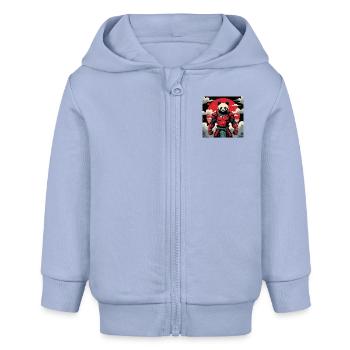 Samurai Panda Warrior - Baby Organic Zip-up Hoodie by Stanley/Stella - sky - Front