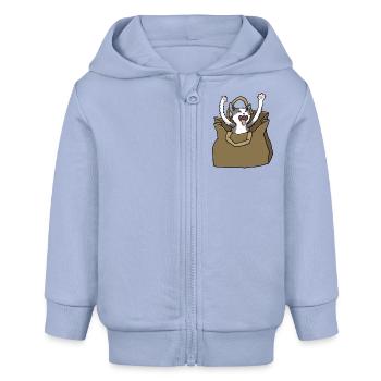 Katze in Papiertüte - Baby Organic Kapuzenjacke Baby Connector von Stanley/Stella - Sky - Vorne