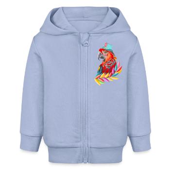 Papagei mit Hut - Baby Organic Kapuzenjacke Baby Connector von Stanley/Stella - Sky - Vorne
