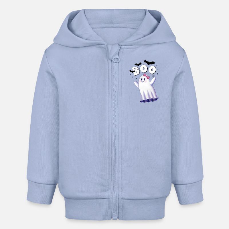 Fantôme d’Halloween. Hou - Veste à capuche bébé bio Stanley/Stella - ciel