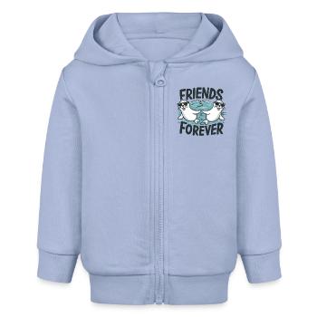 Deux drôles d’amis phoques pour toujours - Veste à capuche bébé bio Stanley/Stella - ciel - Devant