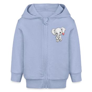 Elefant mit Herz - Baby Organic Kapuzenjacke Baby Connector von Stanley/Stella - Sky - Vorne