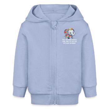 Süßer Elefant mit Blumen und Spruch - Baby Organic Kapuzenjacke Baby Connector von Stanley/Stella - Sky - Vorne