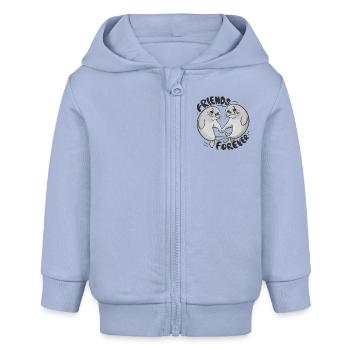 Two Funny Seal Friends Forever - Baby Organic Zip-up Hoodie by Stanley/Stella - sky - Front