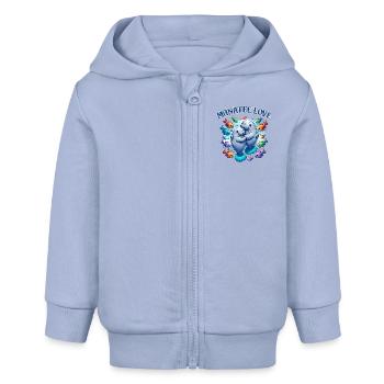 Verliebte Manatees Dugongs mit bunten Fischen - Baby Organic Kapuzenjacke Baby Connector von Stanley/Stella - Sky - Vorne