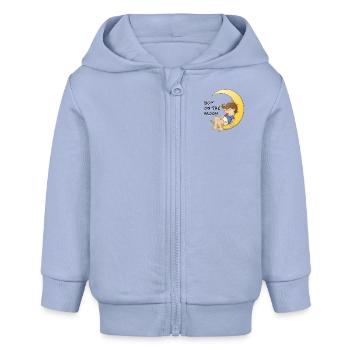 Schlafender kleiner Junge auf der Mondsichel - Baby Organic Kapuzenjacke Baby Connector von Stanley/Stella - Sky - Vorne