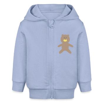 Plush bear - Baby Organic Zip-up Hoodie by Stanley/Stella - sky - Front